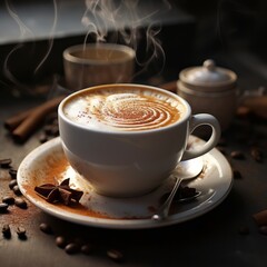 Fototapeta premium A beautifully crafted cup of coffee with intricate latte