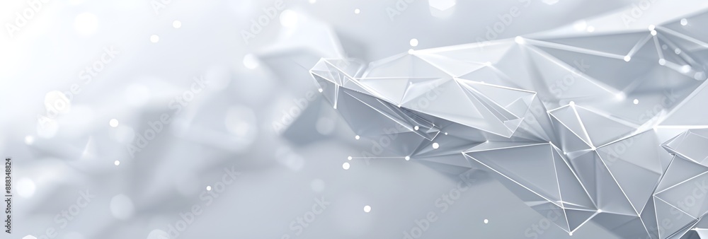 Poster abstract white polygonal background with lines and dots, technology or science concept banner. abstr