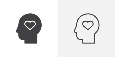 Mental Health black vector icon set