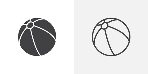 Beach ball black vector icon set