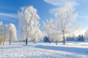 Frozen Trees on a Snowy Landscape