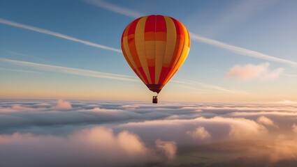 Obraz premium Balloon on the sky backgrounds landscape, generative ai