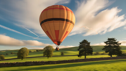 Balloon on the sky backgrounds landscape, generative ai