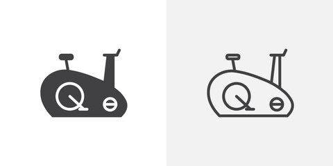 Exercise bike black vector icon set