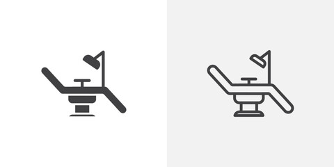 Dental chair black vector icon set