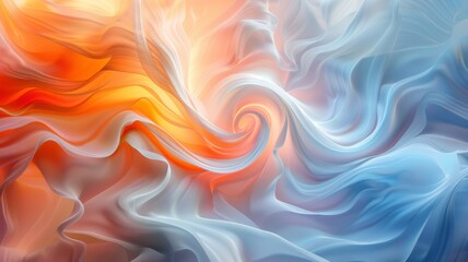 Obraz premium Abstract swirl of blue and orange fabric.