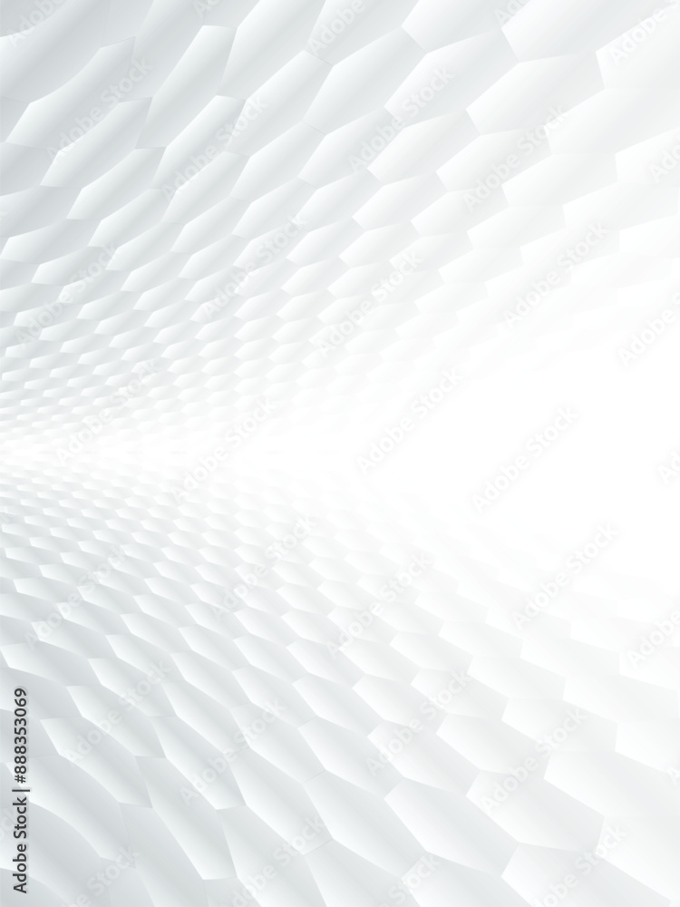Poster Abstract black and white color tone, soft gradient art and hexagonal shapes perspective background.