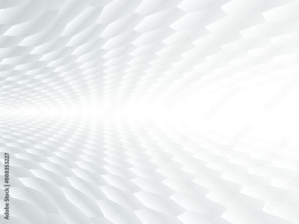 Poster abstract black and white color tone, soft gradient art and hexagonal shapes perspective background.