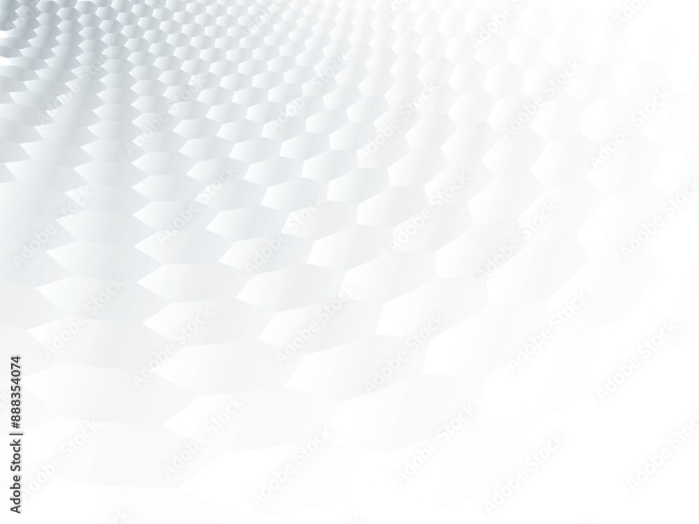 Poster Abstract black and white color tone, soft gradient art and hexagonal shapes perspective background.