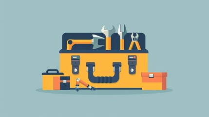 An organized toolbox open to display a range of essential hand tools, including a wrench, pliers, and a screwdriver, representing systematic repair and maintenance readiness.