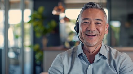 The man in office headset