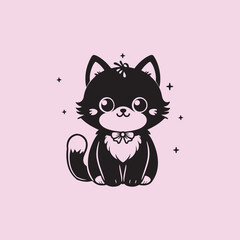 Cute Cat Cartoon Characters Vector Icon Illustration