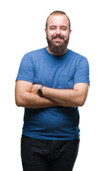 Obraz premium Young caucasian hipster man over isolated background happy face smiling with crossed arms looking at the camera. Positive person.