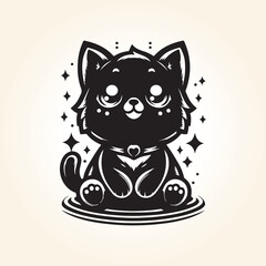 Cute Cat Cartoon Characters Vector Icon Illustration