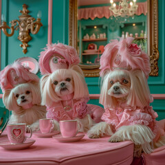 Fototapeta premium pink_dogs_playing_cards