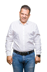 Fototapeta premium Middle age arab elegant man over isolated background winking looking at the camera with sexy expression, cheerful and happy face.