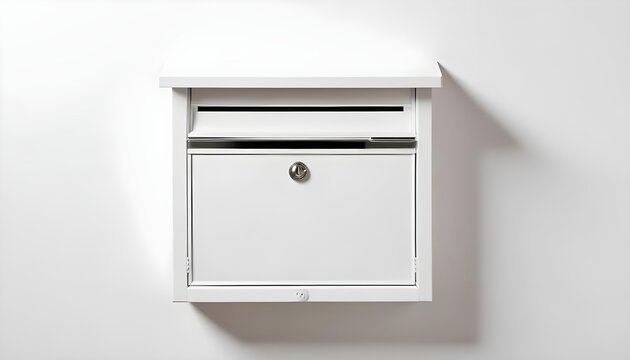 Isolated White Color mailbox on white wall background AI generated