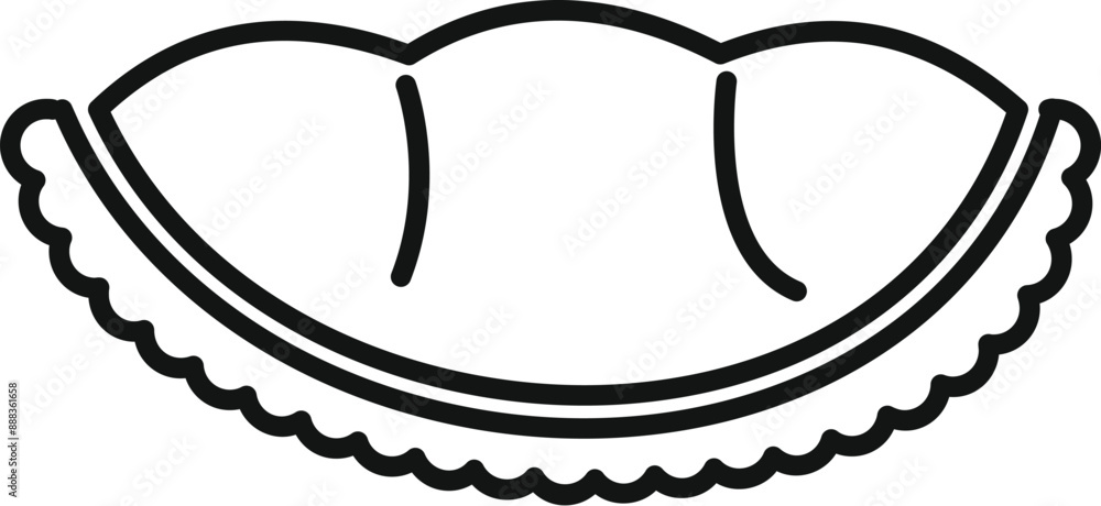 Poster simple line icon depicting an open durian fruit, showing its segmented inside