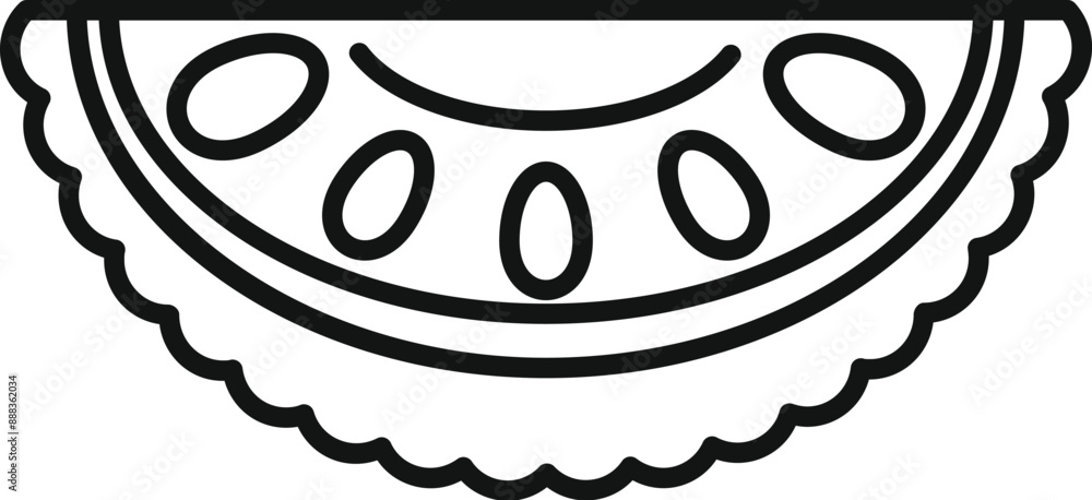 Aufkleber simple line icon of a durian slice with seeds, isolated on a white background
