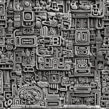 Ancient Mayan Hieroglyphic Wall Carving