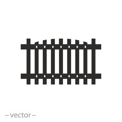 garden barrier icon, wooden fence, fencing courtyard, flat vector illustration