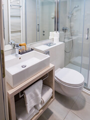 Bathroom in a hotel, standard room, quality of services, hotel business, certification of services