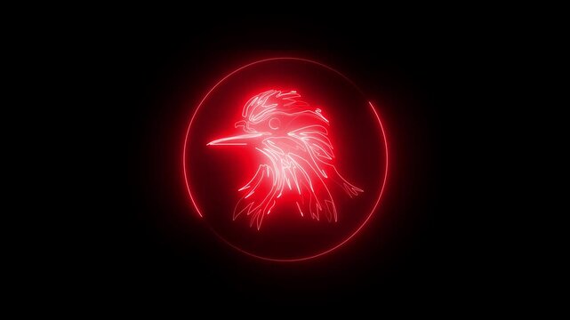 Self drawing animation one continuous line draw, logo, flying bird, swallow , neon purple luminous sign