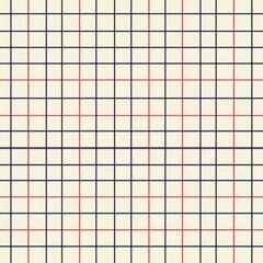 A minimalist pattern of intersecting red and black grid lines is displayed on a beige background, providing a modern and geometric visual appeal.