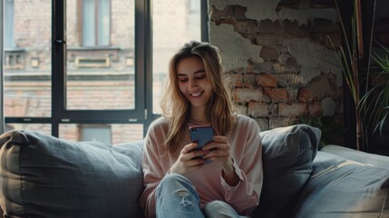 Fototapeta premium The woman using smartphone
