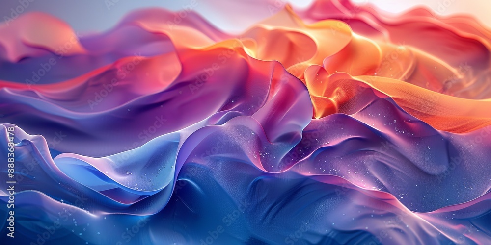 Poster fluid abstract forms resembling underwater scenes, with flowing lines and soft gradients, evoking a 