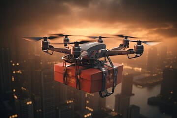 Quadcopter drone with camera, drone delivery service for efficient package transportation