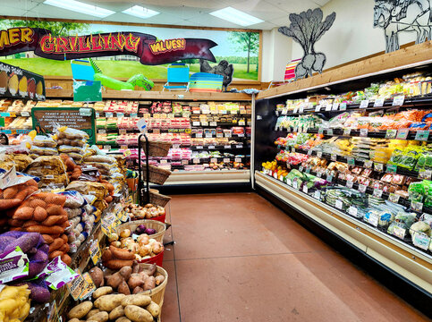 Trader Joe's Grocery Store Aisle of Vegetables, Centreville, VA, USA