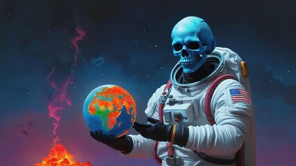 skeleton with earth