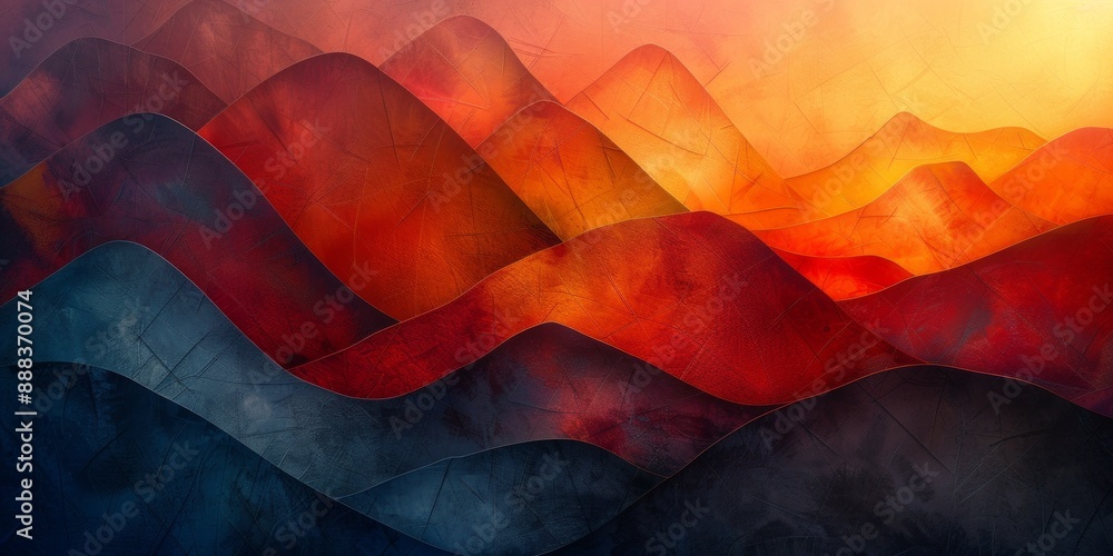 Poster geometric abstract art with sharp lines and contrasting colors, creating a visually striking and bal