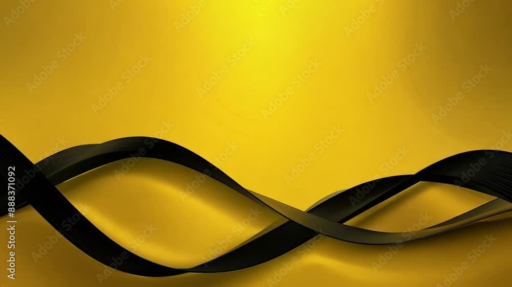 Aufkleber A black ribbon flows across a yellow background, creating an abstract pattern.