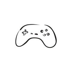 Hand drawn joystick icon. Computer console doodle sketch, joy stick symbol scribble design element