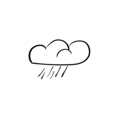Hand drawn clouds icon. Cloudy doodle sketch, cloud weather symbol scribble design element isolated