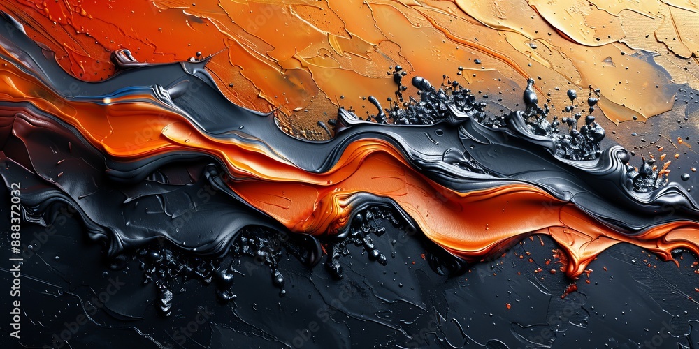 Poster abstract painting with a rich mix of textures and colors, adding depth and complexity to the composi