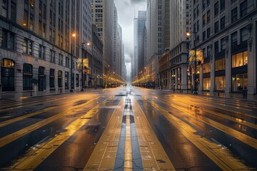 Empty City Street in the Evening