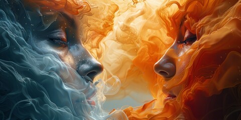 Abstract portrayal of the human spirit, with dynamic forms and bold colors, capturing the essence of life and vitality