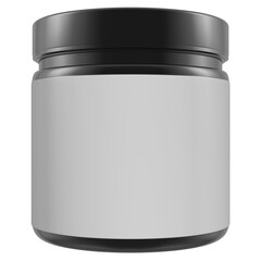 A jar is empty and has a black lid