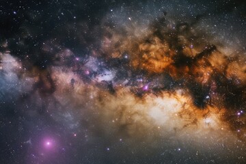 Starry, nebulous cosmic clouds, ethereal scene of the Milky Way galaxy with various constellations and nebulas