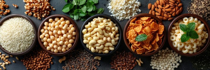 Nutrient rich snack choices for breastfeeding moms on glossy background to support lactation