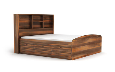 Wooden bed isolated on white