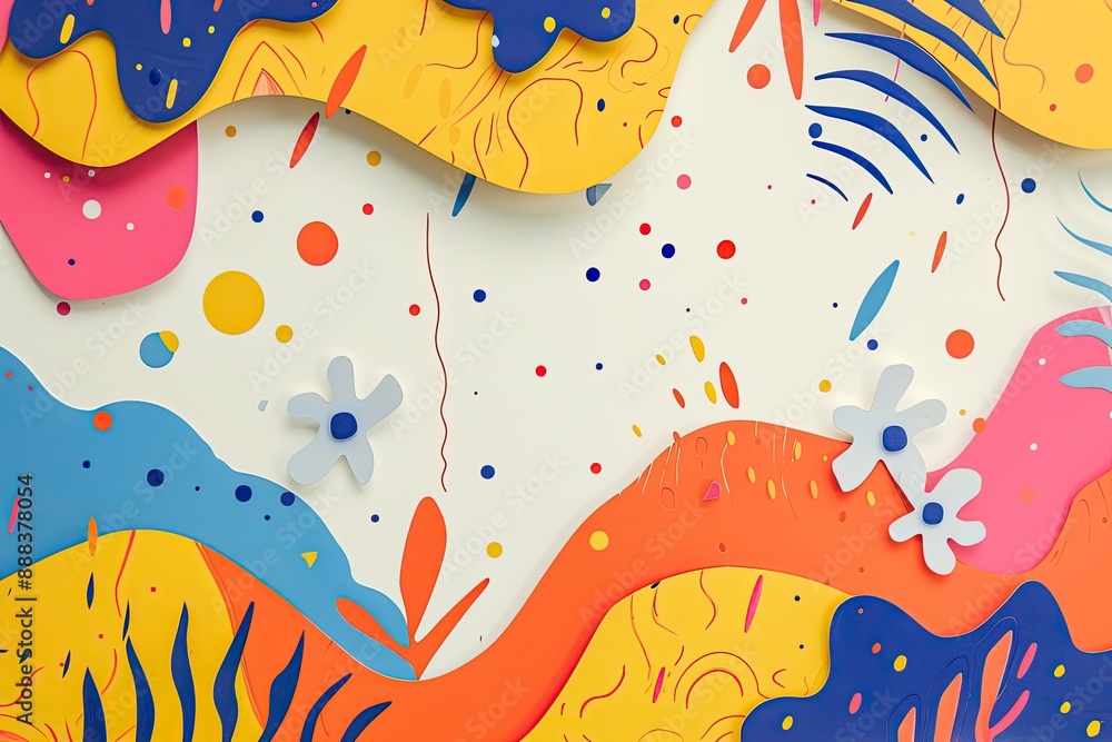 Poster a colorful abstract background with a lot of shapes, whimsical abstract background with playful shap