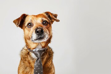 Dog In Tie. A Clever Welsh Terrier Wearing a Tie in a Studio Setting