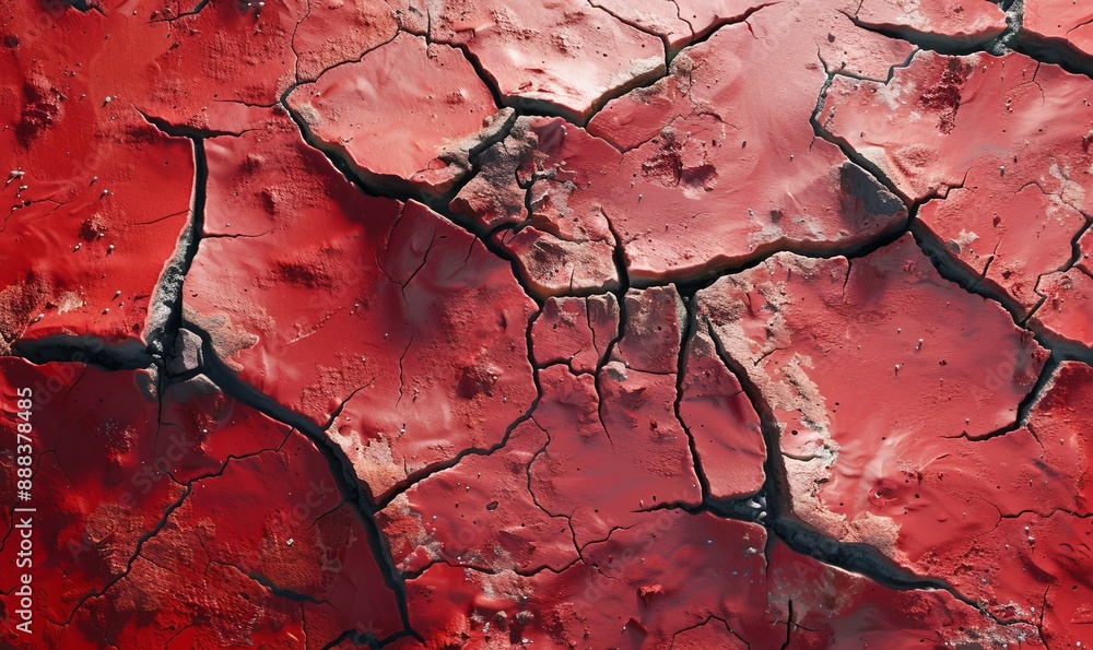 Poster cracked and parched earth transforms into a minimalist canvas of textures and shadows