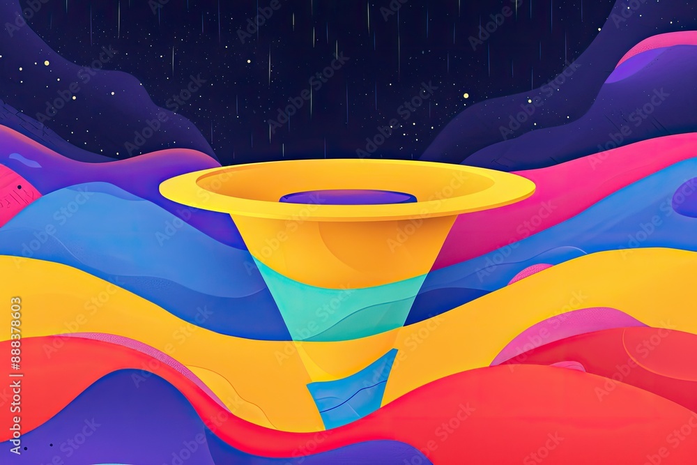 Leinwandbilder a spiral vortex with a red and orange swirl, Bold artwork of sales funnel displaying conversion process