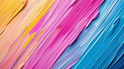 Abstract colorful oil painting with vibrant strokes of yellow, pink, and blue, creating a dynamic and artistic texture.