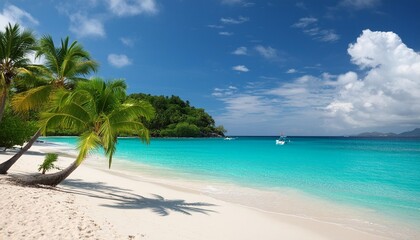 summer vacation at a beautiful beach with white sand and turquoise sea